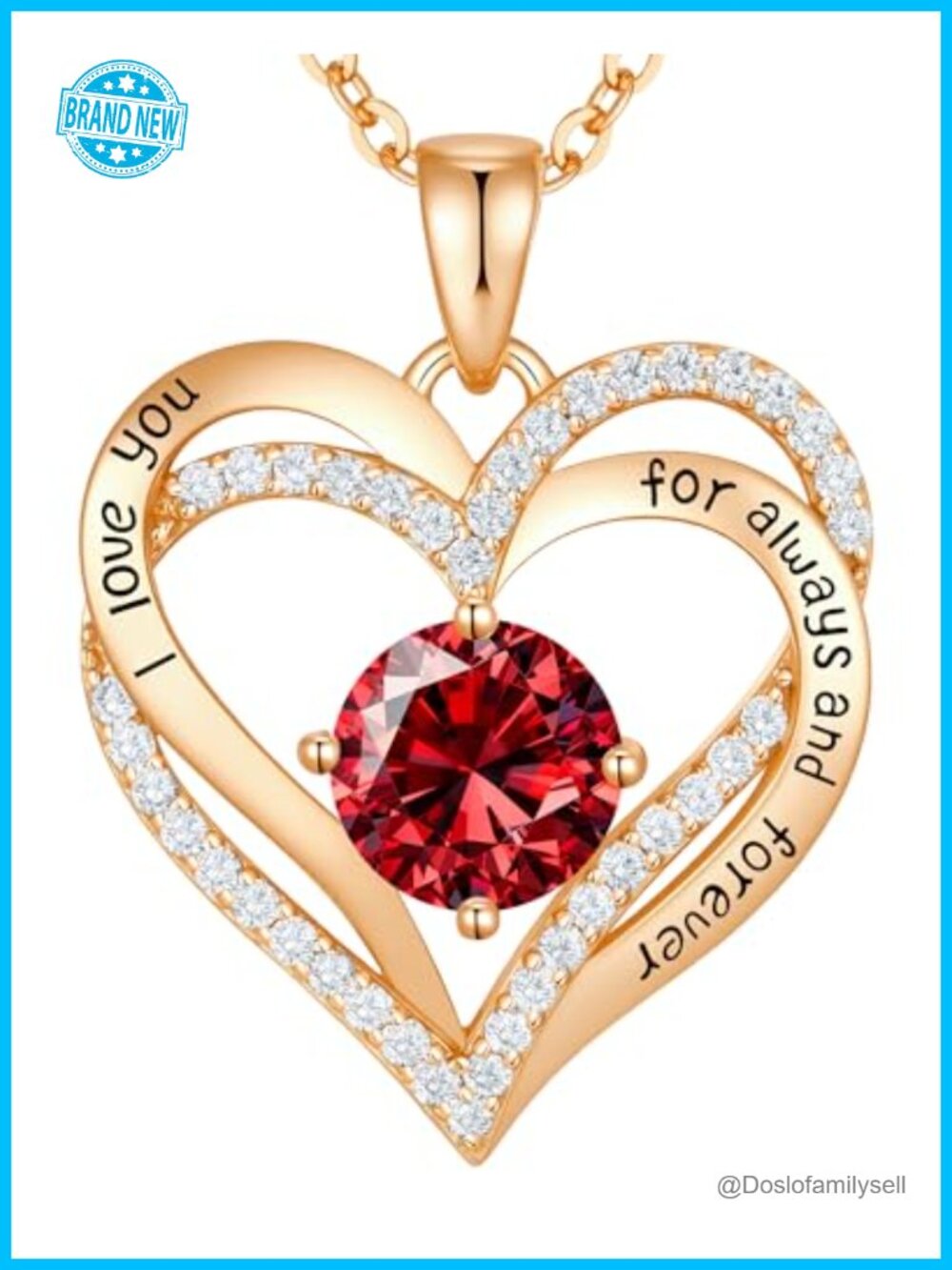 Rose Gold Plated Sterling Silver Heart Pendant Necklace Birthstone